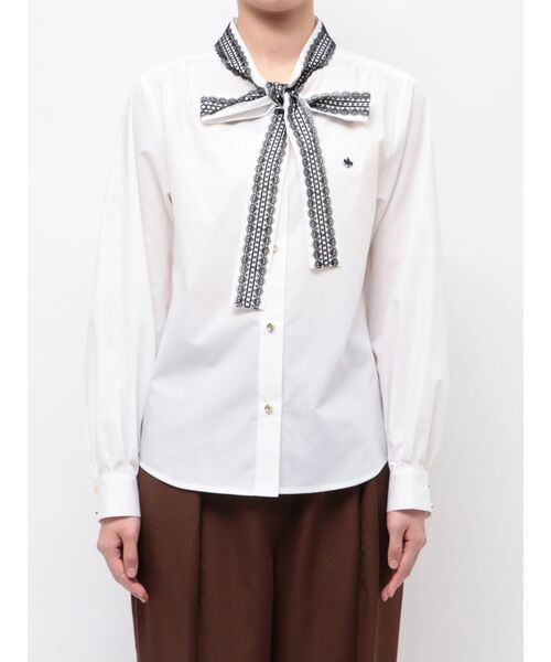POLO BCS(ポロ ビーシーエス)の「【POLOBCS】レースデザインボウタイブラウス(シャツ/ブラウス・レディース・ライトブルー/ネイビー/オフホワイト・MEDIUM)」の19枚目の写真