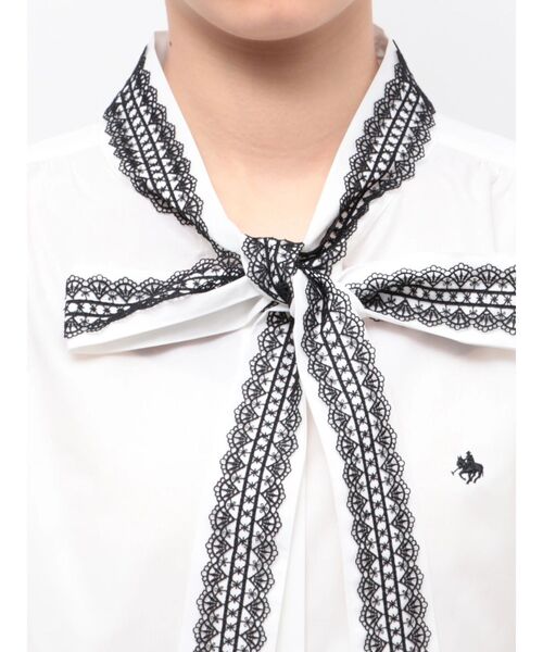 POLO BCS(ポロ ビーシーエス)の「【POLOBCS】レースデザインボウタイブラウス(シャツ/ブラウス・レディース・ライトブルー/ネイビー/オフホワイト・MEDIUM)」の22枚目の写真