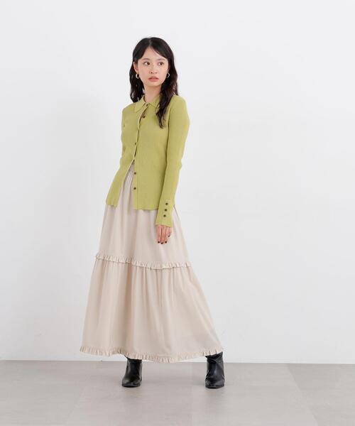 N.(N. Natural Beauty Basic)(エヌエヌナチュラルビューティーベーシック)の「ティアードフリルスカート(スカート・レディース・オフホワイト/ブラウン・フリ-)」の9枚目の写真