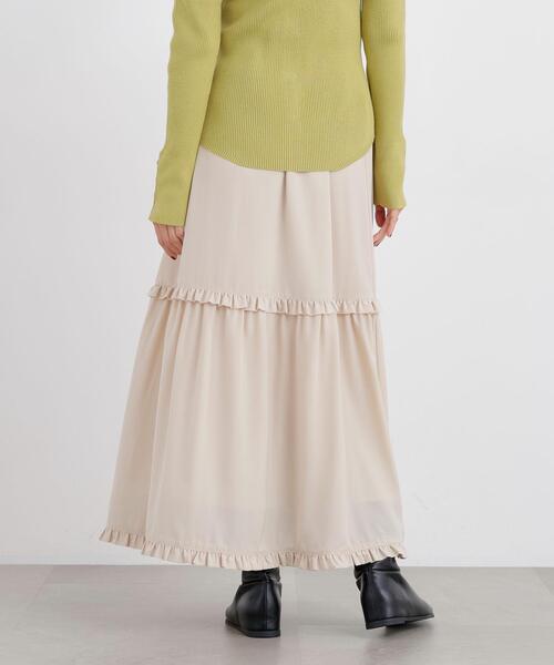 N.(N. Natural Beauty Basic)(エヌエヌナチュラルビューティーベーシック)の「ティアードフリルスカート(スカート・レディース・オフホワイト/ブラウン・フリ-)」の10枚目の写真