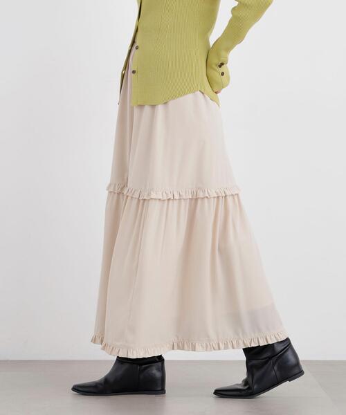 N.(N. Natural Beauty Basic)(エヌエヌナチュラルビューティーベーシック)の「ティアードフリルスカート(スカート・レディース・オフホワイト/ブラウン・フリ-)」の11枚目の写真