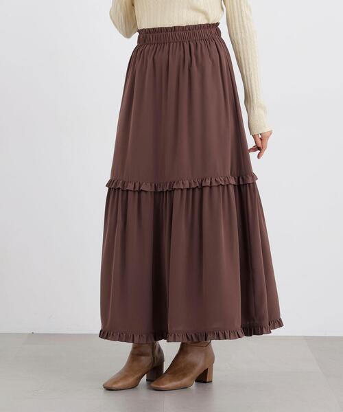 N.(N. Natural Beauty Basic)(エヌエヌナチュラルビューティーベーシック)の「ティアードフリルスカート(スカート・レディース・オフホワイト/ブラウン・フリ-)」の17枚目の写真