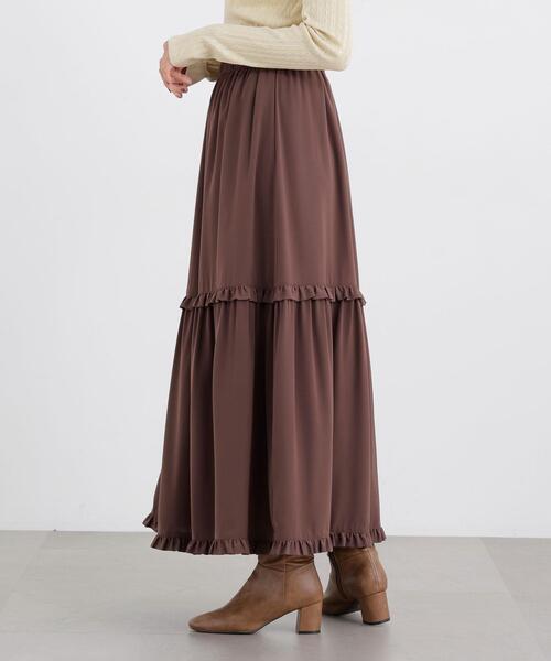 N.(N. Natural Beauty Basic)(エヌエヌナチュラルビューティーベーシック)の「ティアードフリルスカート(スカート・レディース・オフホワイト/ブラウン・フリ-)」の18枚目の写真