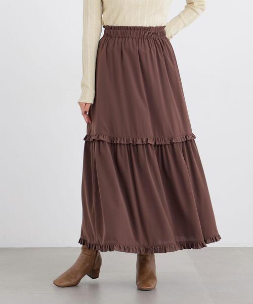 N.(N. Natural Beauty Basic)(エヌエヌナチュラルビューティーベーシック)の「ティアードフリルスカート(スカート・レディース・オフホワイト/ブラウン・フリ-)」の22枚目の写真