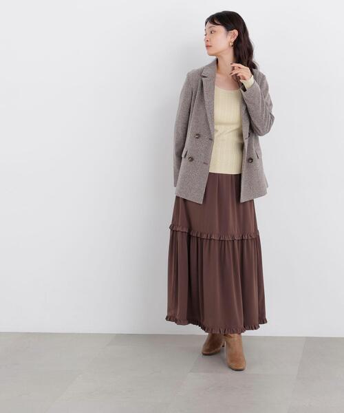 N.(N. Natural Beauty Basic)(エヌエヌナチュラルビューティーベーシック)の「ティアードフリルスカート(スカート・レディース・オフホワイト/ブラウン・フリ-)」の3枚目の写真
