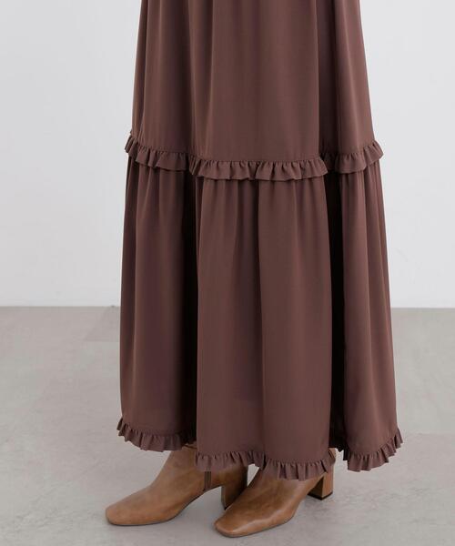 N.(N. Natural Beauty Basic)(エヌエヌナチュラルビューティーベーシック)の「ティアードフリルスカート(スカート・レディース・オフホワイト/ブラウン・フリ-)」の7枚目の写真