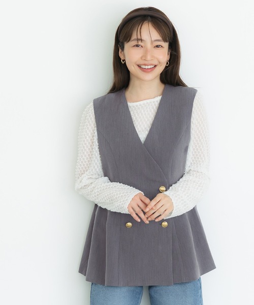 coca（coca）（コカ）の「ダブルボタンフレアベスト（ベスト・レディース・ブラック・M/L）」の10枚目の写真