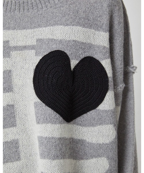 DISCOVERED(ディスカバード)の「HEART&BONE MOHAIR KNIT(ニット/セーター・メンズ・グレー/ブラック・SMALL/LARGE)」の10枚目の写真