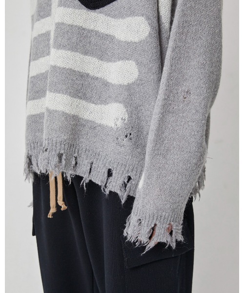 DISCOVERED(ディスカバード)の「HEART&BONE MOHAIR KNIT(ニット/セーター・メンズ・グレー/ブラック・SMALL/LARGE)」の11枚目の写真