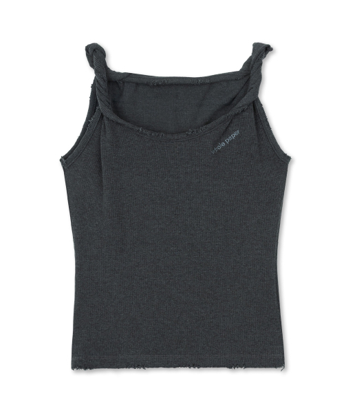 WHOLE PAPER(ホールペーパー)の「デミジツイストタンクトップ(チャコール)(Tシャツ/カットソー・レディース・ダークグレー・FREE)」の5枚目の写真