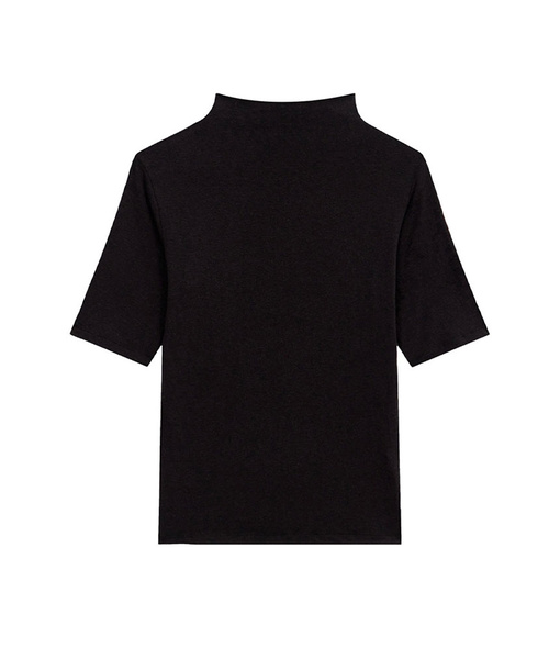 MEMUA(メムア)の「アンハーフハイネックTシャツ(Tシャツ/カットソー・レディース・ライトグレー/ブラック/オートミール/キャメル・FREE)」の2枚目の写真