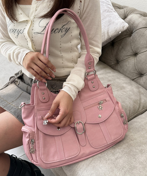 SPIRALGIRL(スパイラルガール)の「【SPIRAL WASH】ポケットBAG(ハンドバッグ・レディース・ブルー/ブラック/ピンク・FREE)」の6枚目の写真