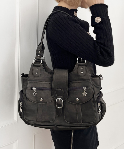 SPIRALGIRL(スパイラルガール)の「【SPIRAL WASH】ポケットBAG(ハンドバッグ・レディース・ブルー/ブラック/ピンク・FREE)」の12枚目の写真