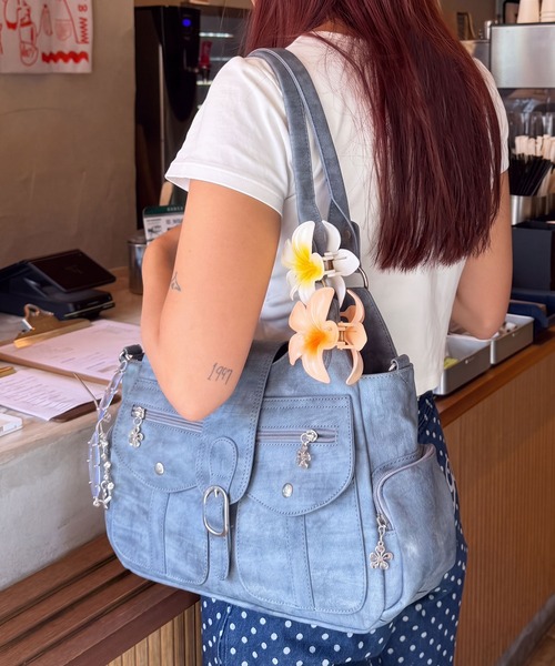 SPIRALGIRL(スパイラルガール)の「【SPIRAL WASH】ポケットBAG(ハンドバッグ・レディース・ブルー/ブラック/ピンク・FREE)」の20枚目の写真
