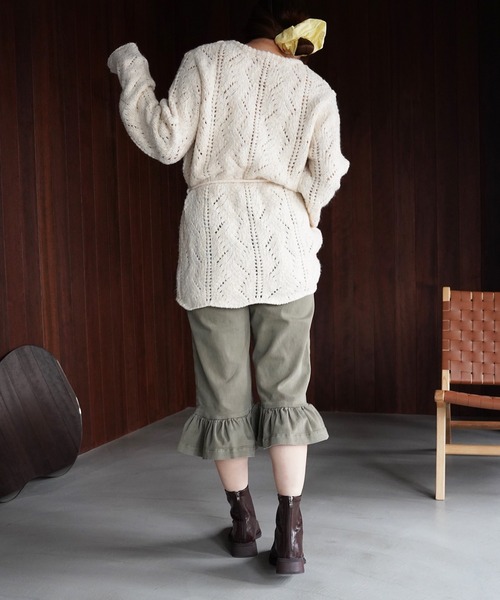 SANSeLF(サンセルフ)の「【SANSeLF】フリルヘムクロップドデニムパンツ saw26a035(デニムパンツ・レディース・カーキ/ブラック・FREE)」の8枚目の写真