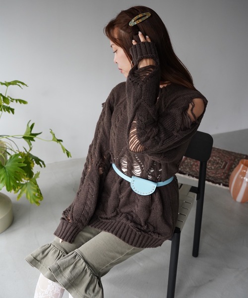 SANSeLF(サンセルフ)の「【SANSeLF】フリルヘムクロップドデニムパンツ saw26a035(デニムパンツ・レディース・カーキ/ブラック・FREE)」の21枚目の写真