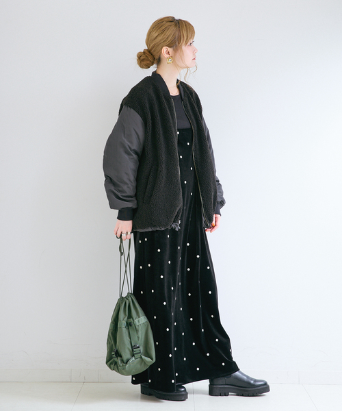 B.C STOCK(ベーセーストック)の「【WEB+一部店舗限定】リバーシブルMA-1ブルゾン(その他アウター・レディース・ベージュ/カーキ/ブラック・FREE)」の5枚目の写真