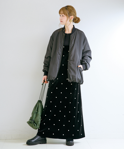 B.C STOCK(ベーセーストック)の「【WEB+一部店舗限定】リバーシブルMA-1ブルゾン(その他アウター・レディース・ベージュ/カーキ/ブラック・FREE)」の10枚目の写真