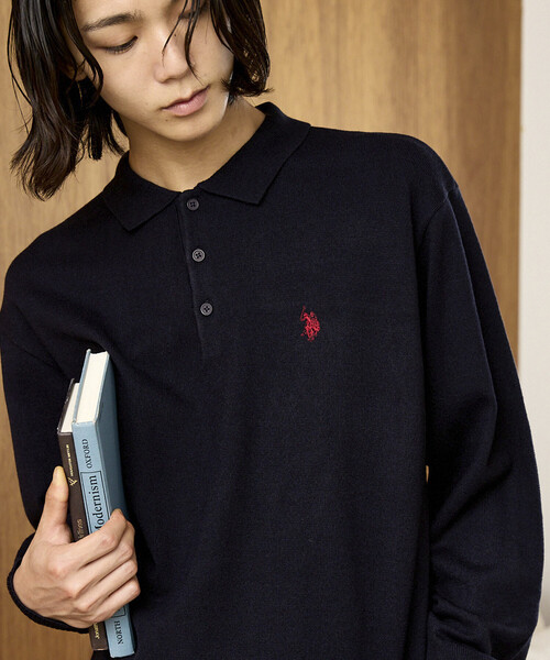 U.S. POLO ASSN.(ユーエスポロアッスン)の「U.S. POLO ASSN. × PUBLUX/ユーエスポロアッスン 別注 スウェットライク ワンポイント 刺繍 ポロ ニット プルオーバー 限定展開(ニット/セーター・メンズ・ブラック/ライトグレー/ブラウン/ネイビー/チャコールグレー/その他・LARGE/MEDIUM/SMALL)」の6枚目の写真