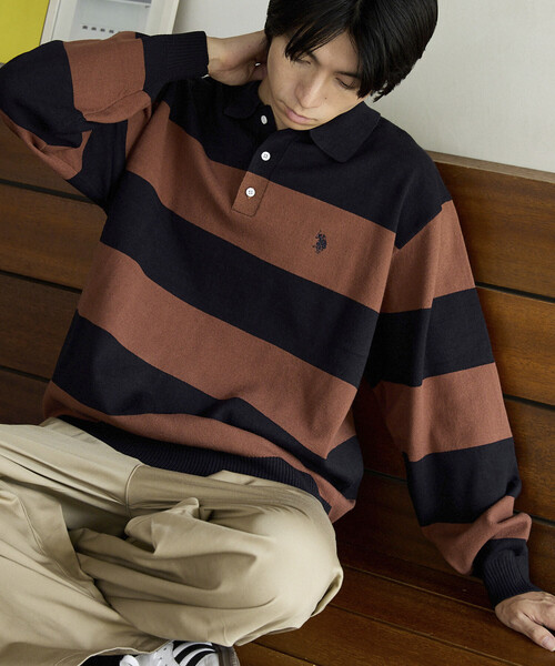 U.S. POLO ASSN.(ユーエスポロアッスン)の「U.S. POLO ASSN. × PUBLUX/ユーエスポロアッスン 別注 スウェットライク ワンポイント 刺繍 ポロ ニット プルオーバー 限定展開(ニット/セーター・メンズ・ブラック/ライトグレー/ブラウン/ネイビー/チャコールグレー/その他・LARGE/MEDIUM/SMALL)」の5枚目の写真
