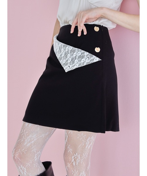 etre loin(エトルワン)の「Lace lined mini skirt / レースライナーミニスカート(スカート・レディース・ホワイト/ブラック/ピンク・M)」の1枚目の写真