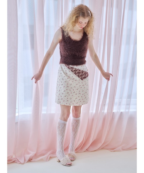 etre loin(エトルワン)の「Lace lined mini skirt / レースライナーミニスカート(スカート・レディース・ホワイト/ブラック/ピンク・M)」の6枚目の写真