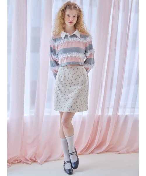 etre loin(エトルワン)の「Lace lined mini skirt / レースライナーミニスカート(スカート・レディース・ホワイト/ブラック/ピンク・M)」の7枚目の写真