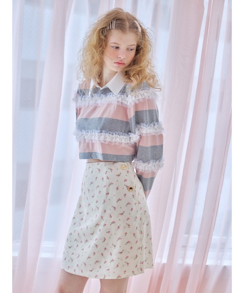 etre loin(エトルワン)の「Lace lined mini skirt / レースライナーミニスカート(スカート・レディース・ホワイト/ブラック/ピンク・M)」の8枚目の写真