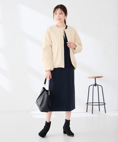 a.v.v(アーヴェヴェ)の「ノーカラー 中綿 ジャケット(その他アウター・レディース・アイボリー/ブラック・40/38)」の13枚目の写真