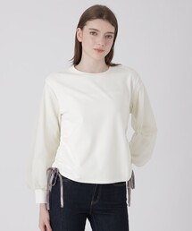 チュールスリーブコンビトップス