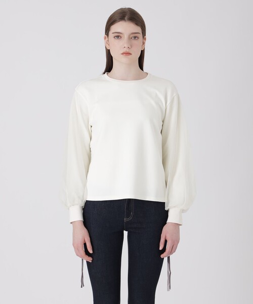 BLUE LABEL CRESTBRIDGE(ブルーレーベルクレストブリッジ)の「チュールスリーブコンビトップス(Tシャツ/カットソー・レディース・ブラック/ホワイト・38)」の7枚目の写真
