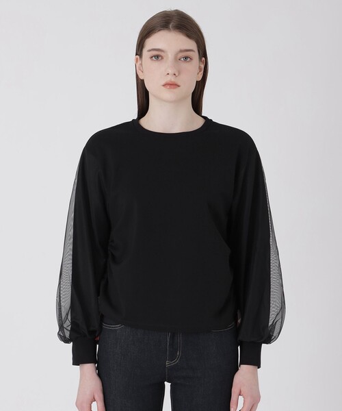 BLUE LABEL CRESTBRIDGE(ブルーレーベルクレストブリッジ)の「チュールスリーブコンビトップス(Tシャツ/カットソー・レディース・ブラック/ホワイト・38)」の12枚目の写真