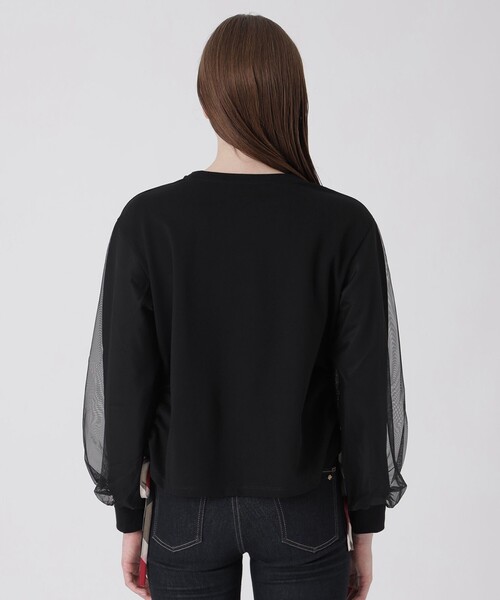 BLUE LABEL CRESTBRIDGE(ブルーレーベルクレストブリッジ)の「チュールスリーブコンビトップス(Tシャツ/カットソー・レディース・ブラック/ホワイト・38)」の14枚目の写真