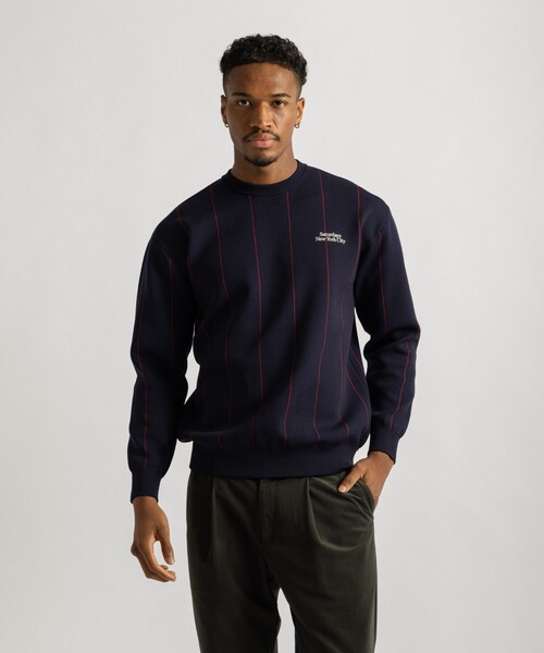 Saturdays Golf(サタデーズゴルフ)の「Jacquard Stripe Crewneck Knit(ニット/セーター・メンズ・ホワイト/ブラック/ネイビー・M/L/S)」の3枚目の写真