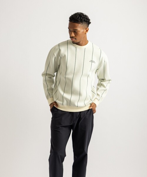 Saturdays Golf(サタデーズゴルフ)の「Jacquard Stripe Crewneck Knit(ニット/セーター・メンズ・ホワイト/ブラック/ネイビー・M/L/S)」の2枚目の写真
