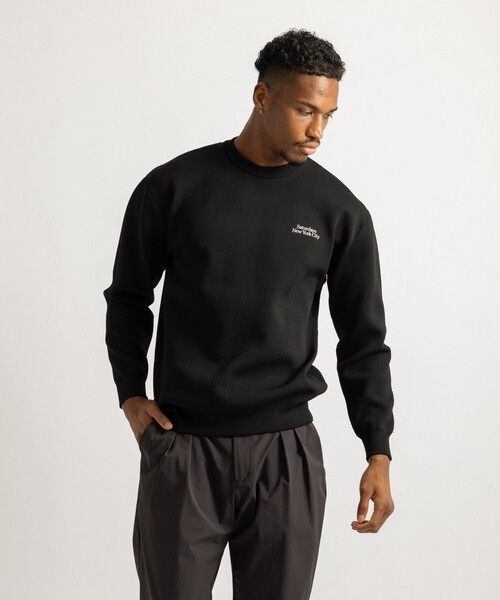Saturdays Golf(サタデーズゴルフ)の「Jacquard Stripe Crewneck Knit(ニット/セーター・メンズ・ホワイト/ブラック/ネイビー・M/L/S)」の1枚目の写真