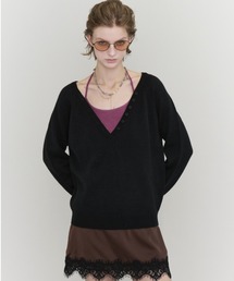 V-Neck Henley Knit / Vネックヘンリーニット