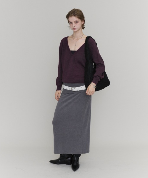 Rohwel(ローウェル)の「V-Neck Henley Knit / Vネックヘンリーニット(ニット/セーター・レディース・グリーン/ブラック/パープル・FREE)」の10枚目の写真