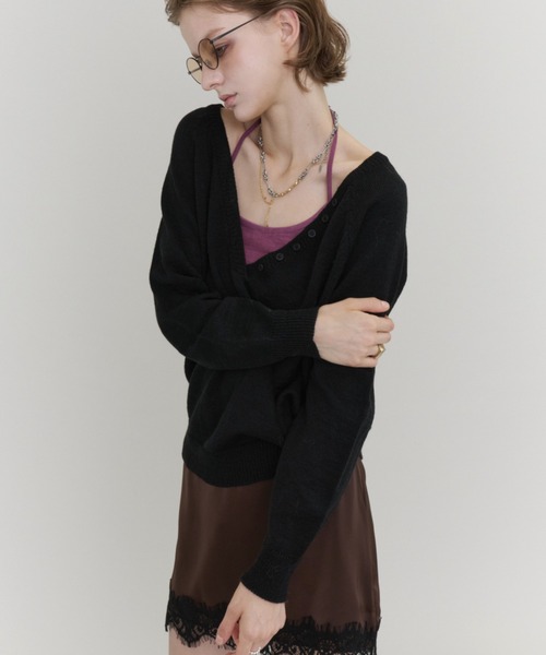 Rohwel(ローウェル)の「V-Neck Henley Knit / Vネックヘンリーニット(ニット/セーター・レディース・グリーン/ブラック/パープル・FREE)」の17枚目の写真