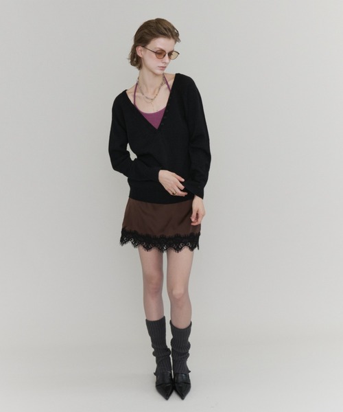 Rohwel(ローウェル)の「V-Neck Henley Knit / Vネックヘンリーニット(ニット/セーター・レディース・グリーン/ブラック/パープル・FREE)」の21枚目の写真