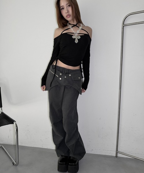 Y2K SYNAPSE FACTORY(ワイツーケー シナプスファクトリー)の「【ラップ】ピンタックパンツ(その他パンツ・レディース・ダークグレー・FREE)」の10枚目の写真
