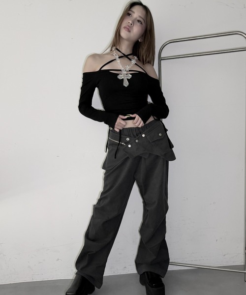 Y2K SYNAPSE FACTORY(ワイツーケー シナプスファクトリー)の「【ラップ】ピンタックパンツ(その他パンツ・レディース・ダークグレー・FREE)」の12枚目の写真