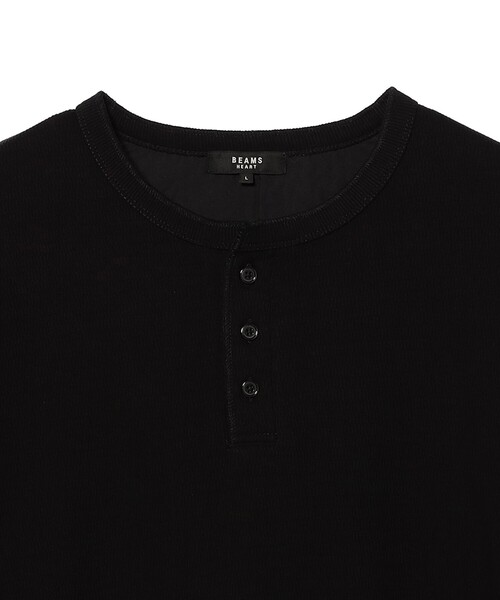 BEAMS HEART（ビームスハート）の「裏起毛 ハニカム ヘンリーネック カットソー（Tシャツ/カットソー・メンズ・ブラック/ホワイト・L/M/S/XL）」の7枚目の写真