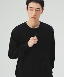 裏起毛 ハニカム ヘンリーネック カットソー