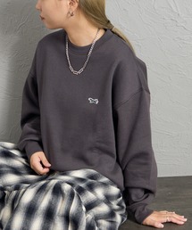 [TOWN CRAFT/タウンクラフト・THE FOX/ザフォックス] 別注 ワンポイントロゴ ドローコード付きクルーネックスウェット
