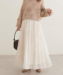ラメ楊柳ギャザースカート