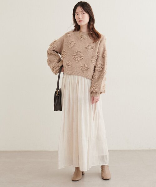 natural couture(ナチュラルクチュール)の「ラメ楊柳ギャザースカート(スカート・レディース・サックスブルー/ブラック/ブラウン/オフホワイト・FREE)」の8枚目の写真