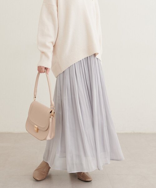 natural couture(ナチュラルクチュール)の「ラメ楊柳ギャザースカート(スカート・レディース・サックスブルー/ブラック/ブラウン/オフホワイト・FREE)」の22枚目の写真