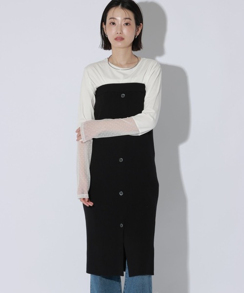 LAKOLE(ラコレ)の「ボタン付きリブニットスカート / 1076662(スカート・レディース・ブラウン/グレー/ブラック・LARGE/MEDIUM)」の2枚目の写真
