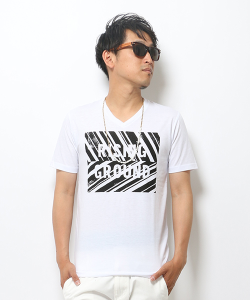 VENCEEXCHANGE（ヴァンスエクスチェンジ）の「ストライプBOX半袖T       （Tシャツ/カットソー・メンズ・オフホワイト/ブラック・LARGE/MEDIUM/SMALL）」の2枚目の写真